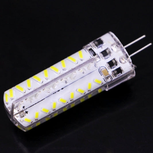 Clear G4 LED capsule bulb angled view with white LED chips and two pins