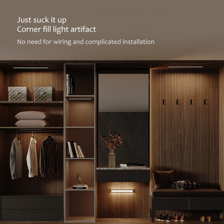 YEELIGHT induction cabinet light bar illuminating closet storage shelves
