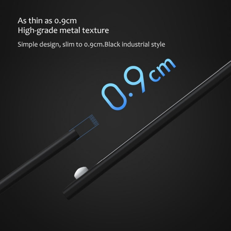 Black slim LED light bar with motion sensor, 20cm rechargeable wall/wardrobe cabinet light