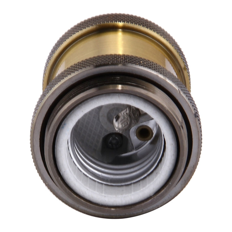 E27 screw bulb holder, gold metal finish with threaded ring and socket terminals