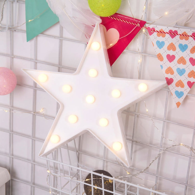 White LED pentagram night light star with glowing bulbs