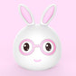 Rabbit LED decoration lamp, white body with pink inner ears and pink-glasses smile