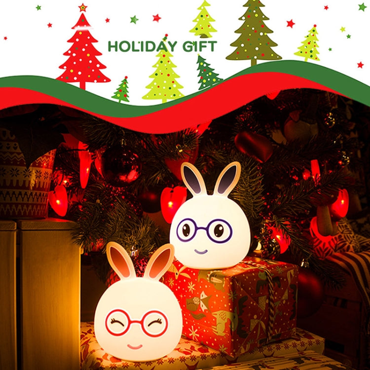 Battery LED rabbit decoration lamp with two smiling faces and warm glowing lights