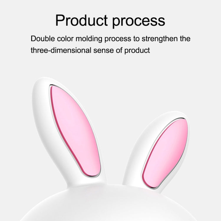 Rabbit LED decoration lamp close-up of pink inner ears on a white rounded body