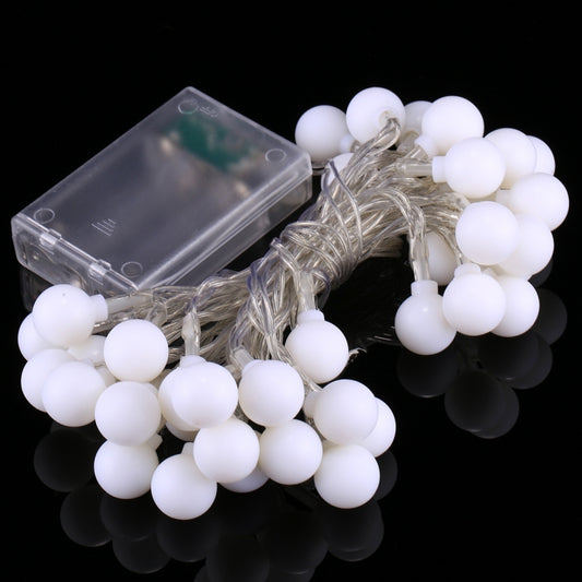 40-LED globe string lights with white bulbs and clear battery holder, 3 modes