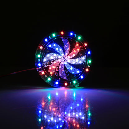 RGB LED motorcycle windmill light, round 10cm with glowing multicolor ring and fan blades