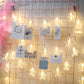 Warm white LED string lights with multiple clear star bulbs for hanging decorations
