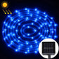 Blue LED solar string rope lights with 5 m cable and solar panel, water-resistant design