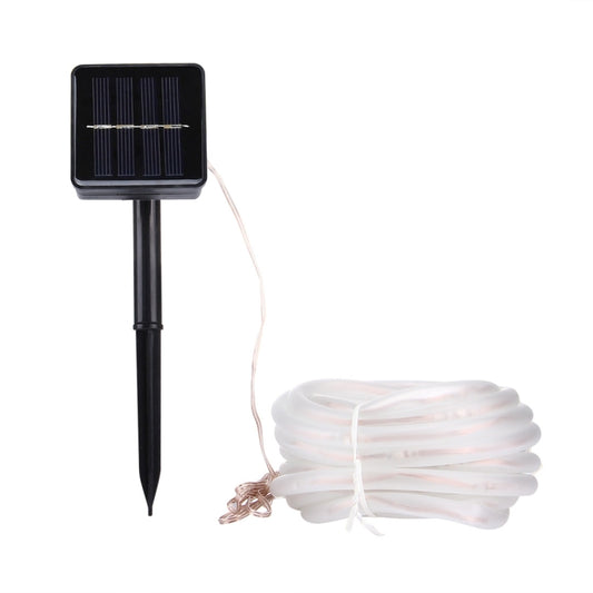Solar panel unit with clear 5 m LED string cable bundle
