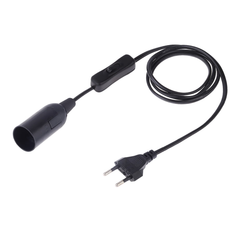 E14 lamp holder extension cord with inline switch, black socket, UK plug