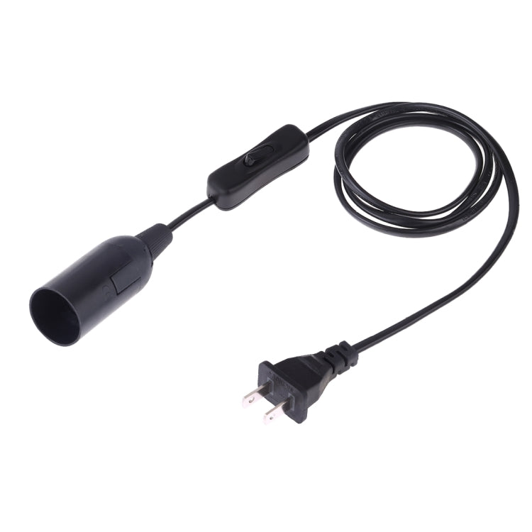 E14 lamp holder extension cord with inline switch, black socket, US plug