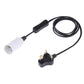 E14 lamp holder extension cord with inline switch, white socket, EU plug