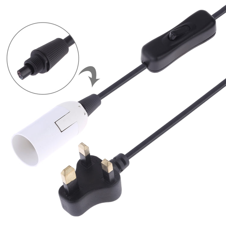 E14 lamp holder extension cord with inline switch and E14 socket, detailed connector