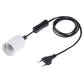 White E27 lamp holder with inline switch and extension cable, EU-style plug