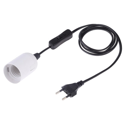 White E27 lamp holder with inline switch and extension cable, EU-style plug
