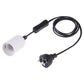 White E27 lamp holder with inline switch and extension cable, UK-style plug