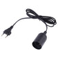 Black E27 lamp holder with extension cable, two-prong plug, single hanging socket