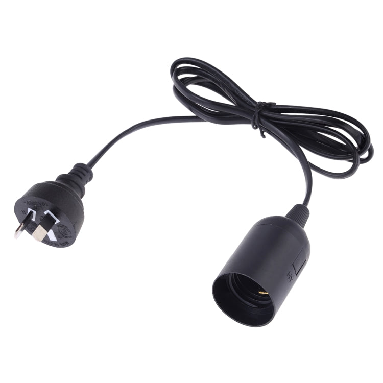 Black E27 lamp holder with extension cable and two-prong plug, single socket