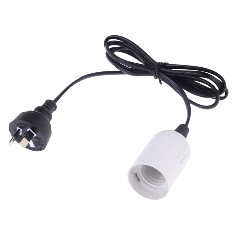 White E27 lamp holder with extension cable and two-prong plug, single hanging socket
