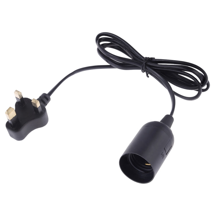 E27 lamp holder with extension cable, black bulb socket and black UK-style plug