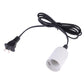 White E27 lamp holder with extension cable and two-prong plug, single socket
