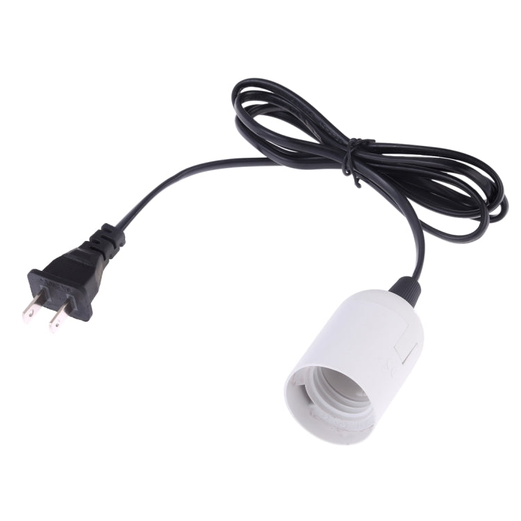 White E27 lamp holder with extension cable and two-prong plug, single socket