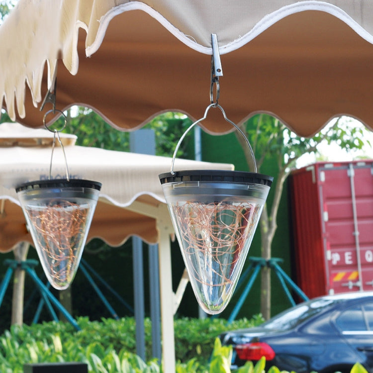 Solar conical pendant lamp set of two, hanging black bases with clear glass starlight cones
