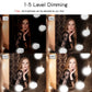 LED makeup mirror bulbs showing 1-5 dimming levels in a vanity mirror setup
