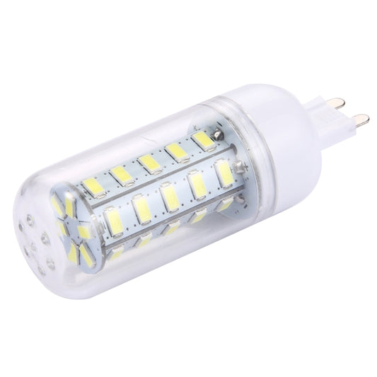 LED corn light bulb showing clear lens and row of SMD LED chips inside