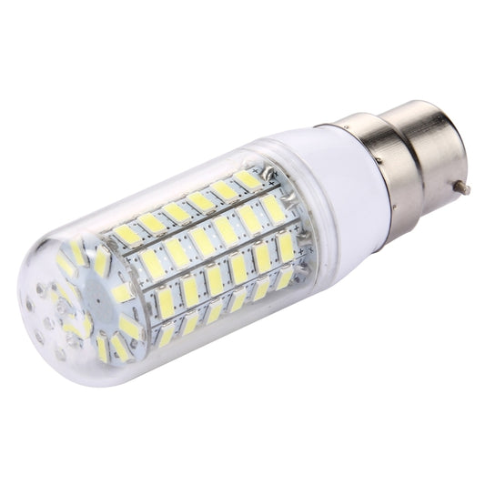 LED corn light bulb with clear dome and silver base, LED circuit board visible
