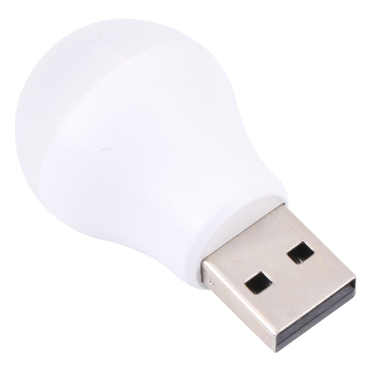 USB LED night lamp bulb, white bulb head and USB plug, side view
