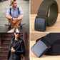 Army green woven nylon waist belt with rectangular dark gray buckle