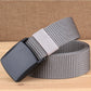 Light gray woven nylon waist belt with rectangular gray buckle