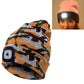 Unisex camouflage knit winter beanie hat with 4-LED light panel and button battery