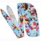Floral long scarf tails for pirate hat, light blue with pink and yellow flower print