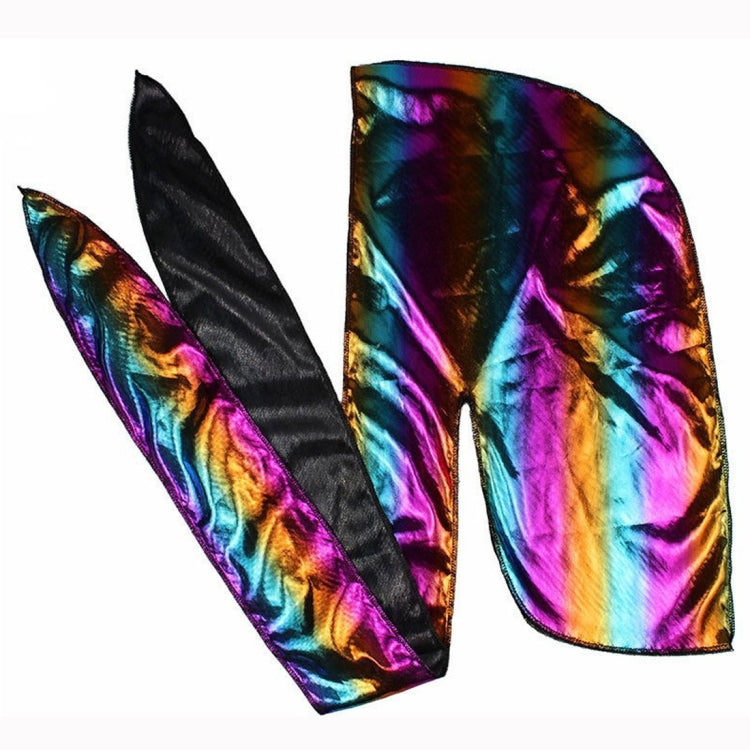 Iridescent pirate hat tie and front panel pieces with rainbow metallic finish