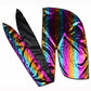 Holographic long-tailed headscarf set with two ribbon tails and side panel