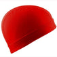 Red elastic dome wig cap with stitched seam and curved low-profile brim