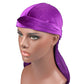 Purple velvet turban cap with wrapped headband and long side tail