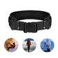 Black wide waist belt with central buckle and webbing straps, close-up front view