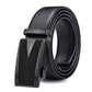 Men's black leather belt with automatic buckle and double wrap
