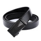 Men's black leather belt with triangular buckle and single keeper loop