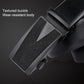 Black leather belt with textured automatic buckle and wear-resistant body