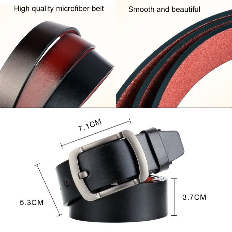 Men's leather belt with silver pin buckle, black and red strap close-up