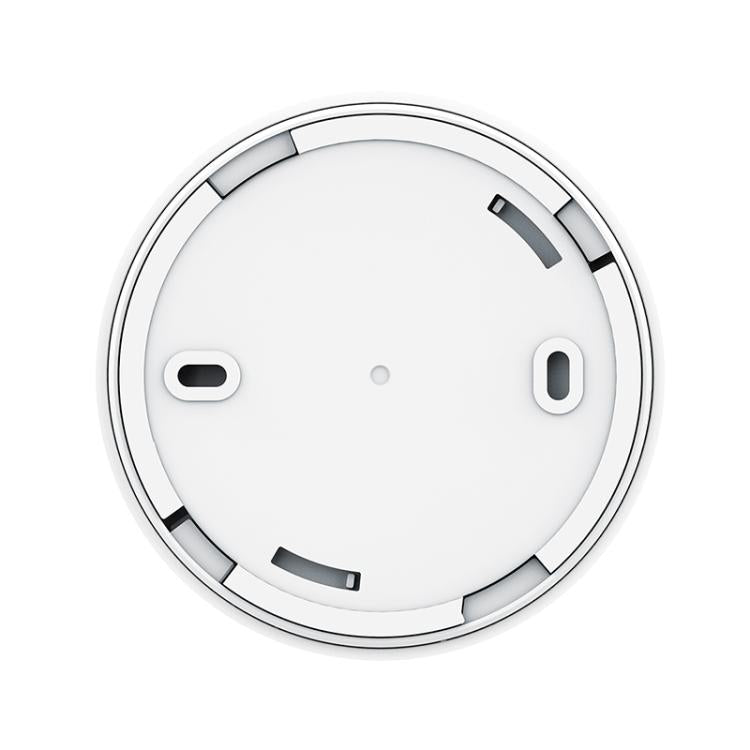 White smoke alarm detector base with metal rim and side mounting openings