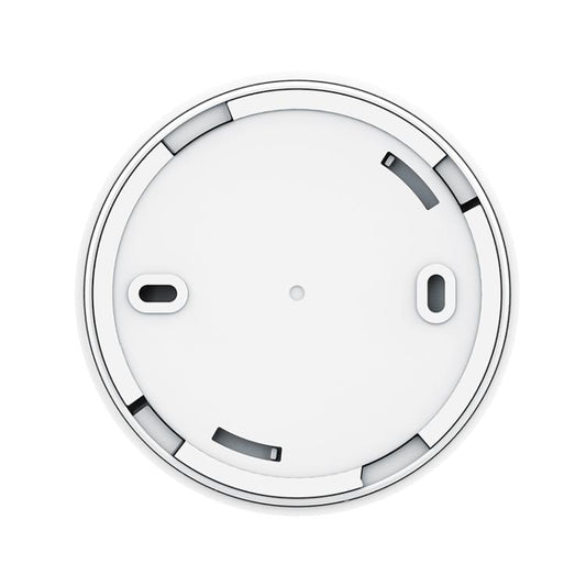 White smoke alarm detector base with metal rim and side mounting openings