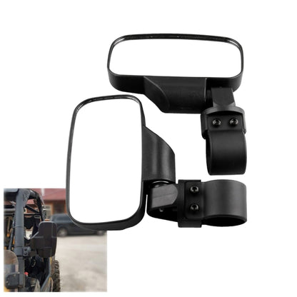 Black side view mirror set with two rectangular mirrors and clamp mounts