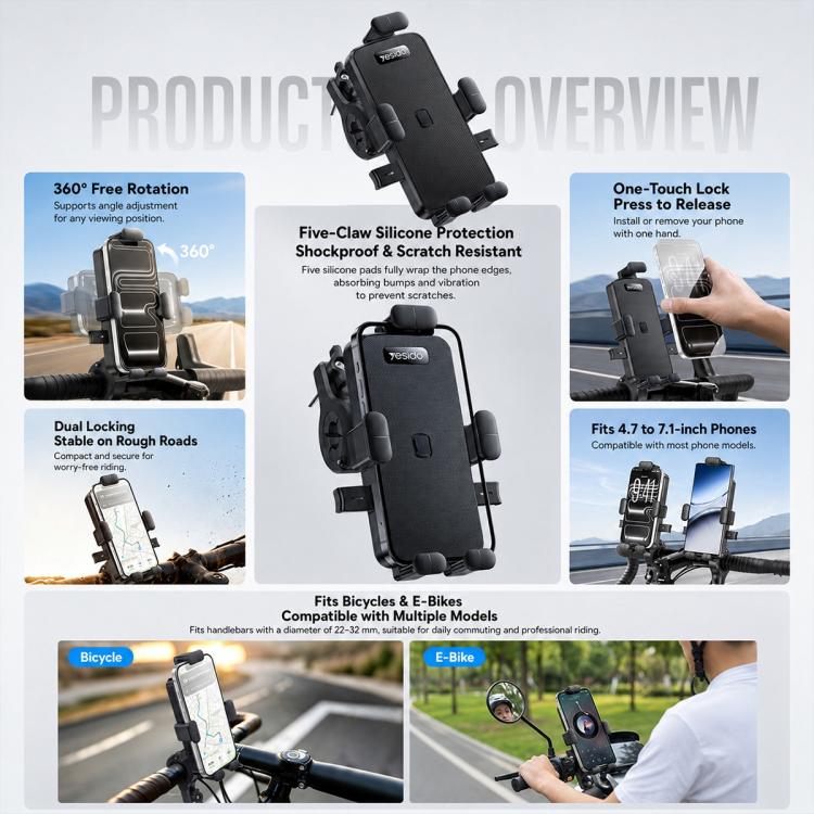 Yesido C336 Bicycle & Motorcycle Rotatable Phone Holder