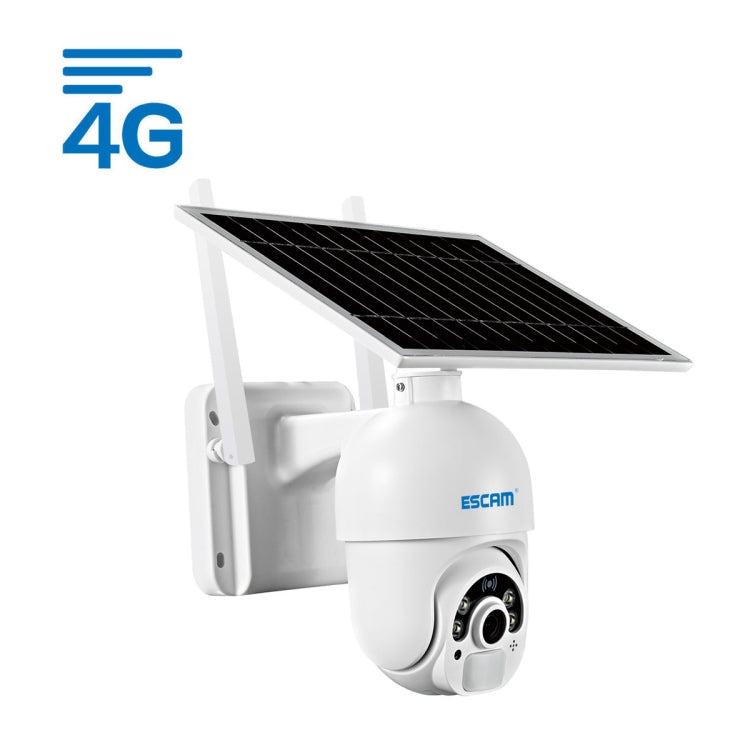 ESCAM solar-powered 4G IP security camera with wall bracket and adjustable solar panel
