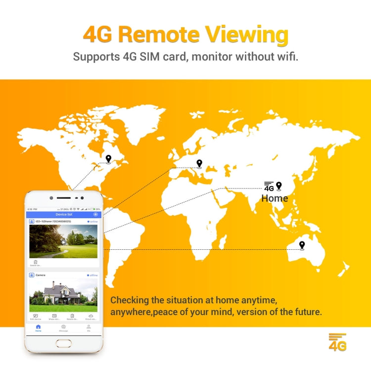 ESCAM solar 4G IP security camera with remote viewing on a smartphone app